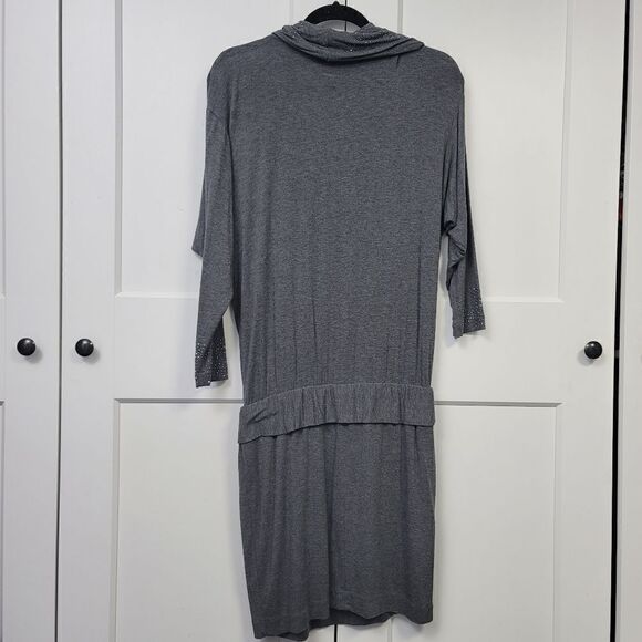 Cache cowl neck grey long sleeve dress, medium - Picture 6 of 12